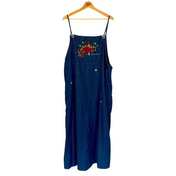Vintage Quacker Factory Christmas Embroidered Denim Dress in Women’s SIZE 22W - Picture 1 of 11